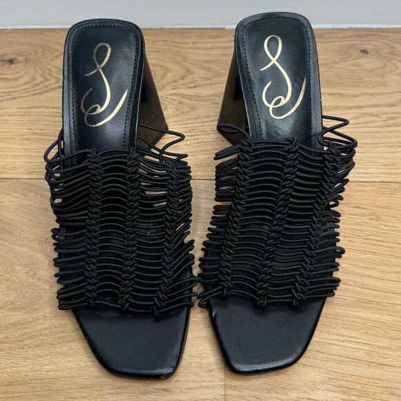 NEW Sam Edelman Laurette Block Heel Mule Sandal Strappy Black Size 5.5 - Picture 2 of 10